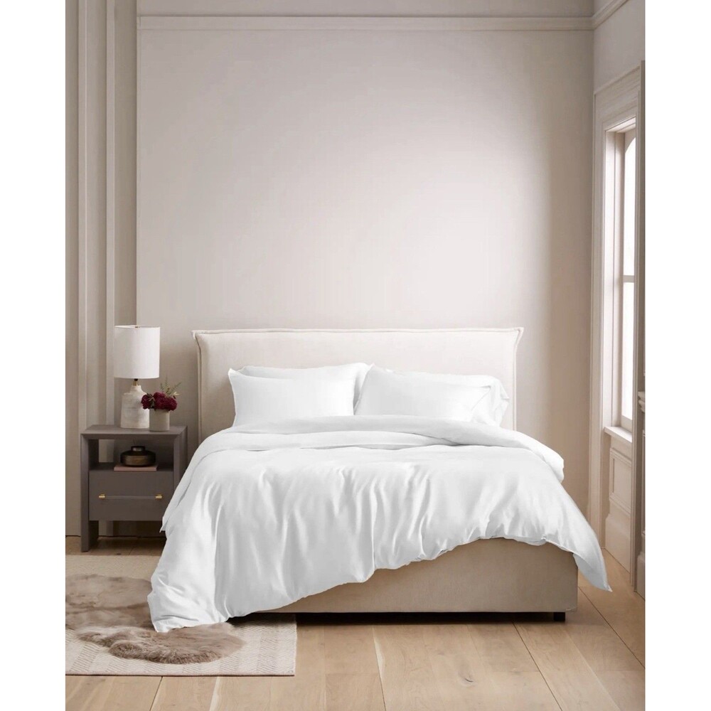 NWT QUINCE BAMBOO DUVET COVER SET FULL  / QUEEN White SILKY MSRP $134